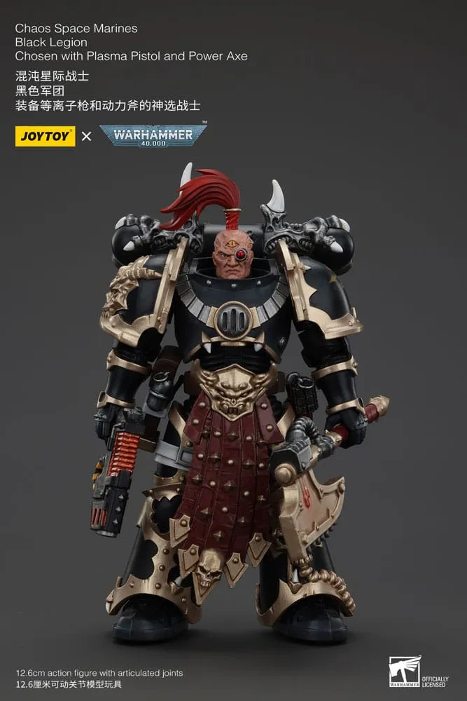 Warhammer 40k Action Figure Chaos Space Marines Black Legion Chosen with Plasma Pistol and Power Axe 20 cm